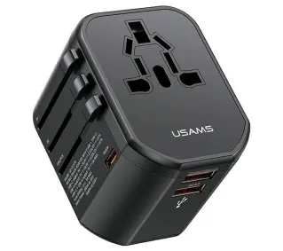 USAMS CC179TC01 4w1  2x USB 20W US/AU/EU/UK Czarny