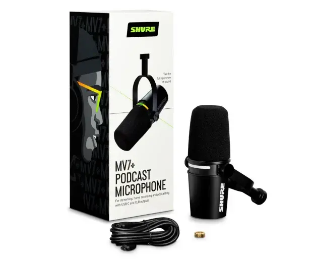 фото Мікрофон студійний, для ПК/ для стрімінгу, подкастів Shure MV7+ (MV7+-K)