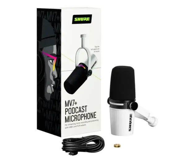 Mikrofon Shure MV7+ K Przewodowy Dynamiczny Biały - Opinie Mikrofon Shure MV7+ K Przewodowy Dynamiczny Biały - Opinie