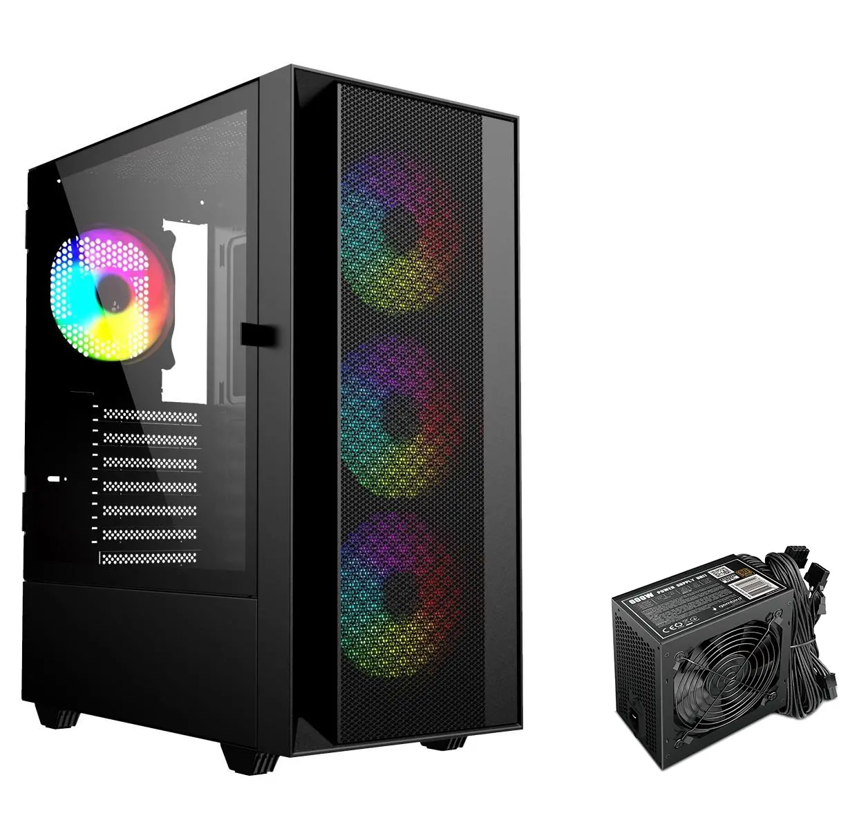 Obudowa Gembird Fornax 4000 ARGB Czarny + CCC-PSU80P-BBP-600 600W 80+ Bronze Czarny