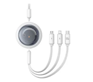 Baseus 3w1 Free2Draw USB do M+L+C 100W 1,1m Biały