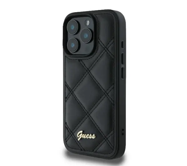 Guess Quilted Metal Logo do iPhone 16 Pro Czarny