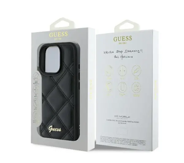 Guess Quilted Metal Logo do iPhone 16 Pro Czarny