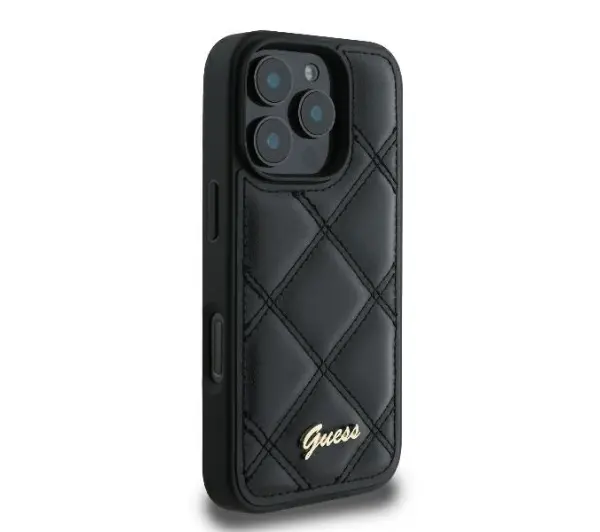 Guess Quilted Metal Logo do iPhone 16 Pro Czarny