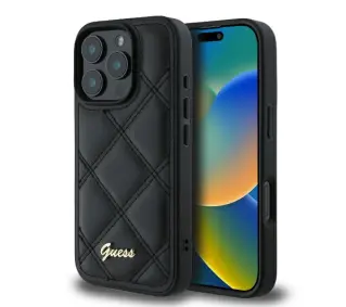Guess Quilted Metal Logo do iPhone 16 Pro Czarny