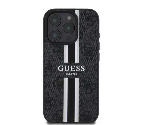Guess 4G Printed Stripes do iPhone 16 Pro Max Czarny