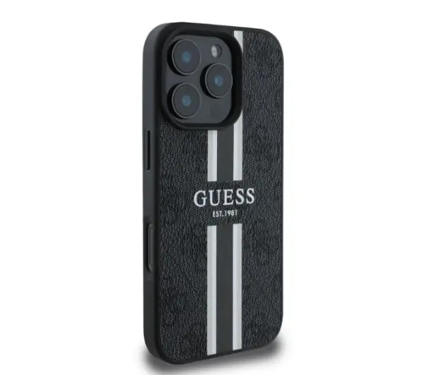 Guess 4G Printed Stripes do iPhone 16 Pro Max Czarny