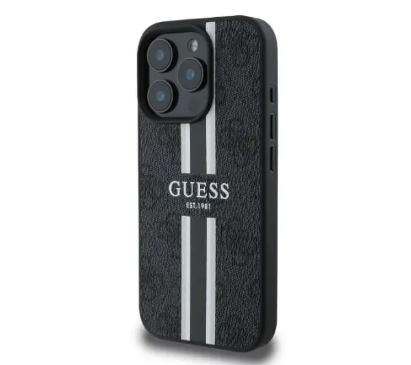 Guess 4G Printed Stripes do iPhone 16 Pro Max Czarny