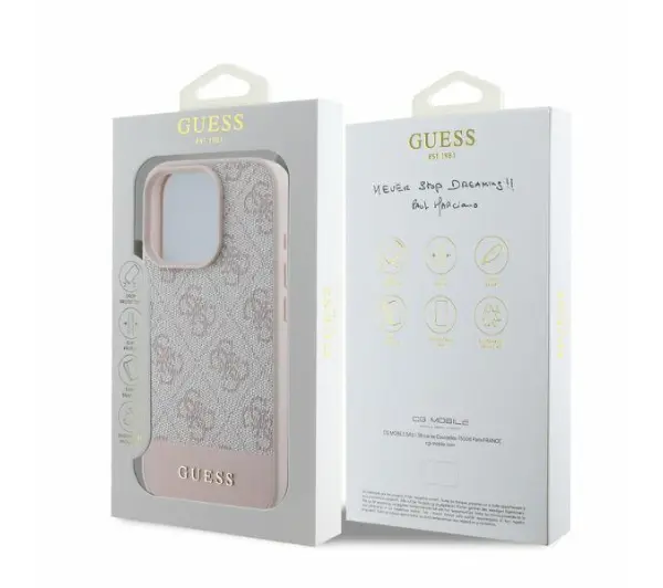 Guess 4G Bottom Stripe do iPhone 16 Pro Różowy