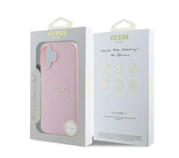 Guess hardcase Grained Ring MagSafe iPhone 16 Plus Różowy