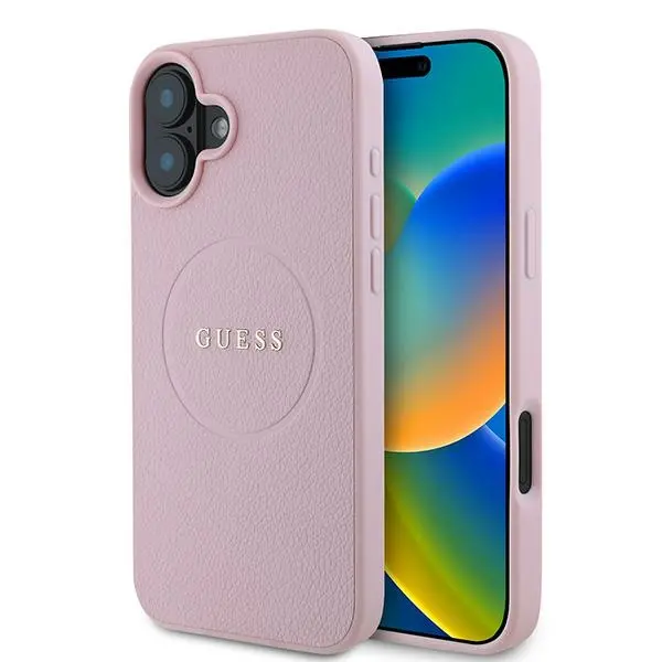 Etui Guess hardcase Grained Ring MagSafe iPhone 16 Plus Różowy