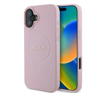 Etui Guess hardcase Grained Ring MagSafe iPhone 16 Plus Różowy