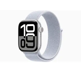 Smartwatch Apple Series 10 GPS koperta 42mm aluminium srebrny opaska sportowa błękitny obłok