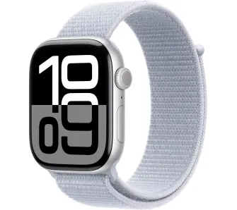 Apple Series 10 GPS koperta 42mm aluminium srebrny opaska sportowa błękitny obłok