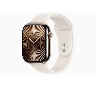 Smartwatch Apple Watch Series 10 GPS + Cellular koperta 46mm tytan złoty pasek sportowy księżycowa poświata M/L