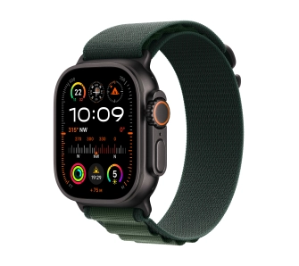 Apple Watch Ultra 2 GPS + Cellular Koperta z tytanu Czarna 49mm Opaska Alpine Ciemnozielona Rozmiar M