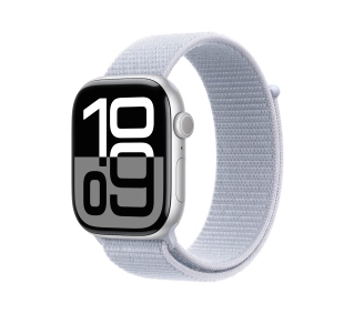 Apple Watch Series 10 GPS AI + Cellular AI Koperta 42mm aluminium srebrny opaska sportowa błękitny obłok - Kup na Raty - RRSO 0%