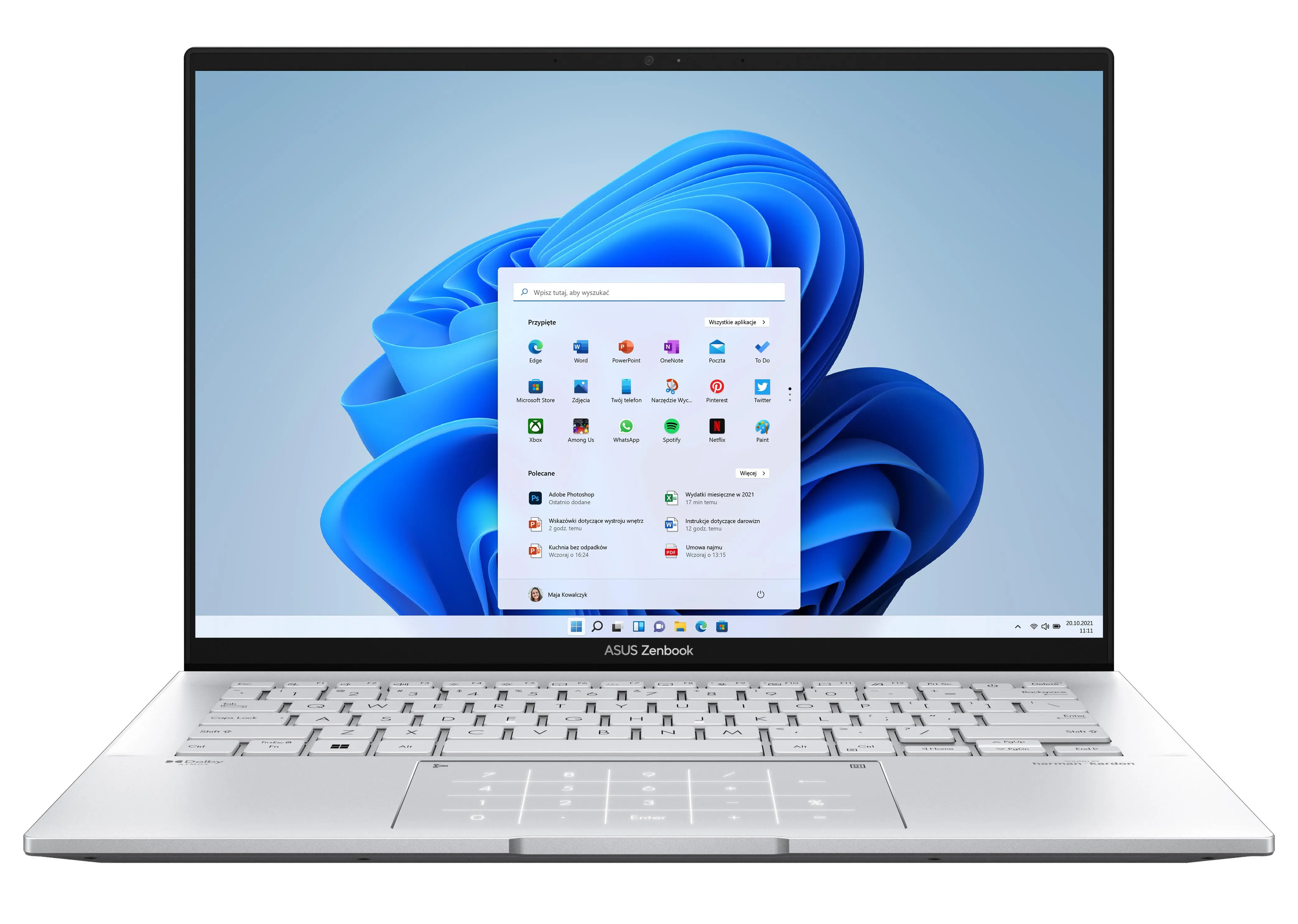 Laptop ASUS ZenBook 14 UX3402VA-KN595X OLED 14'' 90Hz i7-13700H 16GB RAM 1TB Dysk SSD Win11 Pro Srebrny