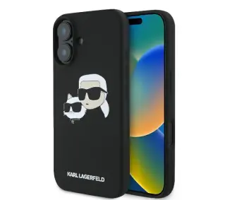 Karl Lagerfeld Silicone Double Heads Print MagSafe do iPhone 16 Czarny