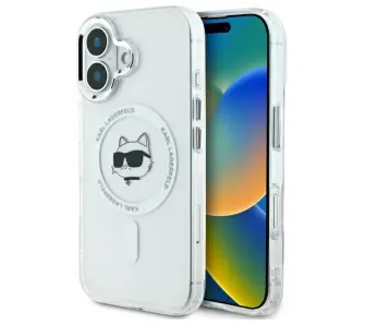 Etui Karl Lagerfeld IML Metal Choupette Head MagSafe do iPhone 16 Plus Biały