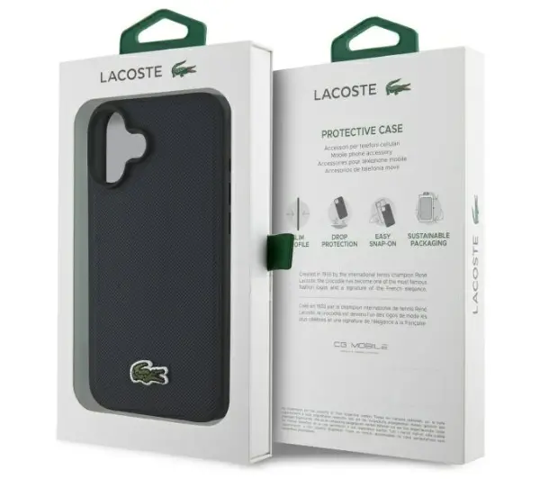 Lacoste Iconic Petit Pique MagSafe do iPhone 16 Granatowy