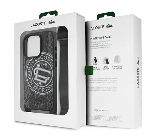 Lacoste Mono Sportswear MagSafe do iPhone 16 Pro Max Czarny