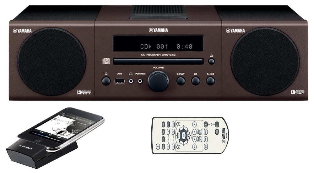 Wieża Yamaha MCR-140 + nadajnik do iPoda (brązowy)