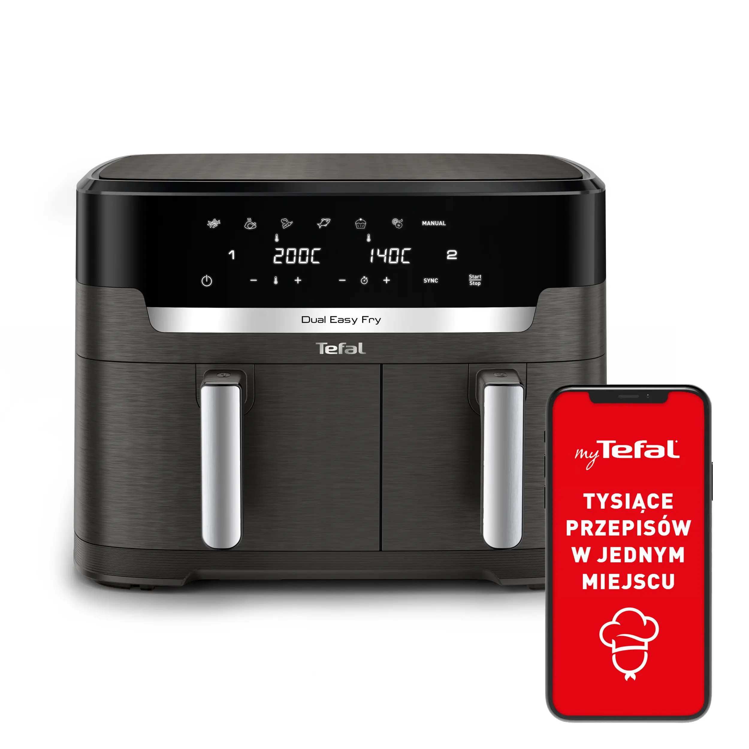 Air fryer Tefal Dual Easy Fry EY942HE0 2700W 11l Aplikacja mobilna