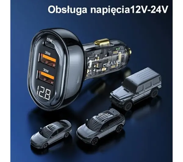 USAMS 2xUSB+1xUSB-C 125W Fast Charge Czarny