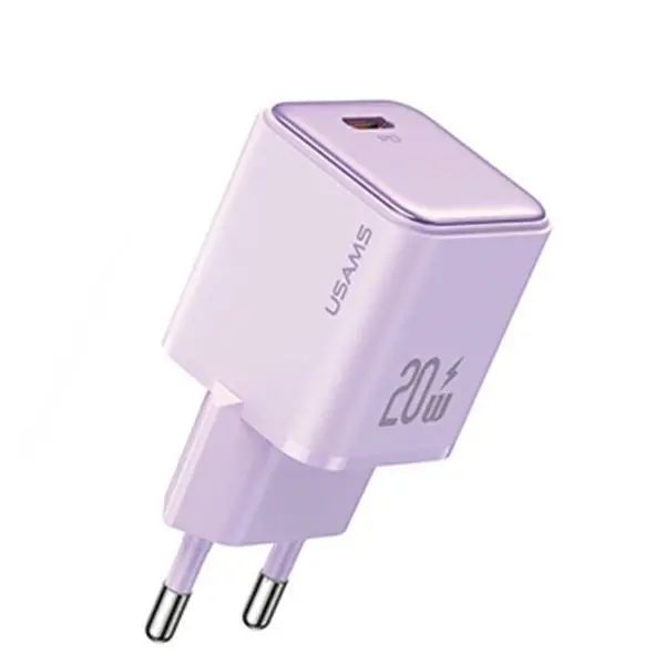 Ładowarka sieciowa USAMS  1xUSB-C PD 20W  PD3.0 Fast Charging Purpurowy
