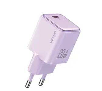 Ładowarka sieciowa USAMS 1xUSB-C PD 20W PD3.0 Fast Charging Purpurowy