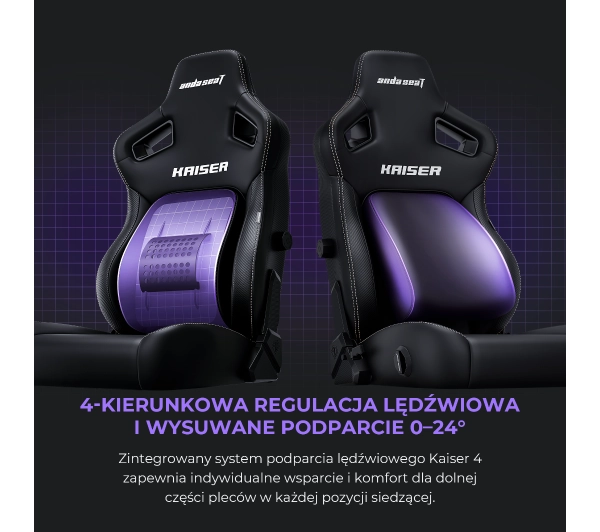 Anda Seat Kaiser 4 L Gamingowy do 120kg Skóra Eco Fioletowy - Kup na Raty - RRSO 0%