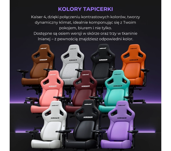 Anda Seat Kaiser 4 L Gamingowy do 120kg Skóra Eco Fioletowy - Kup na Raty - RRSO 0%