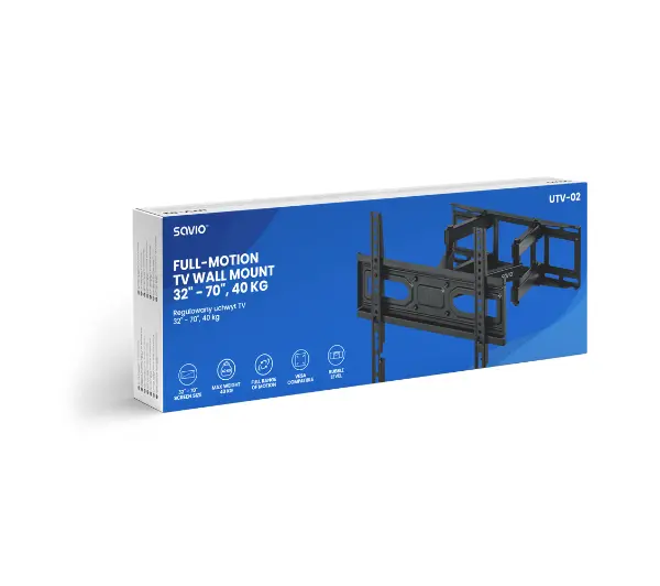 Savio UTV-02 od 32″ do 70" Max 40 kg Czarny - Kup na Raty - RRSO 0%