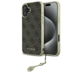 Etui Guess 4G Charms Collection do iPhone 16 Brązowy