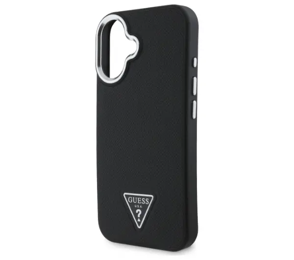 Guess Grained Triangle MagSafe do iPhone 16 Plus Czarny