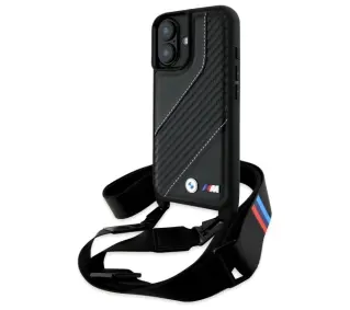 BMW M Edition Carbon Stripe & Strap do iPhone 16 Plus Czarny