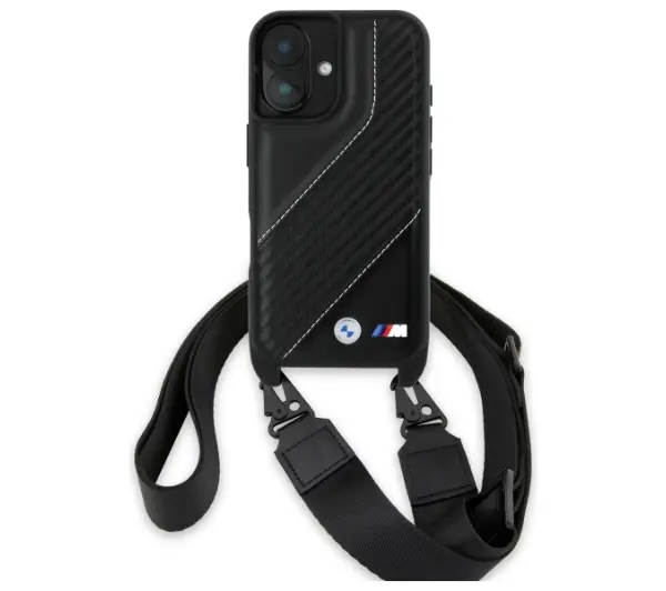 BMW M Edition Carbon Stripe & Strap do iPhone 16 Plus Czarny