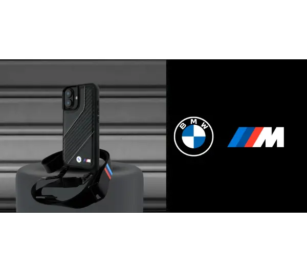 BMW M Edition Carbon Stripe & Strap do iPhone 16 Plus Czarny