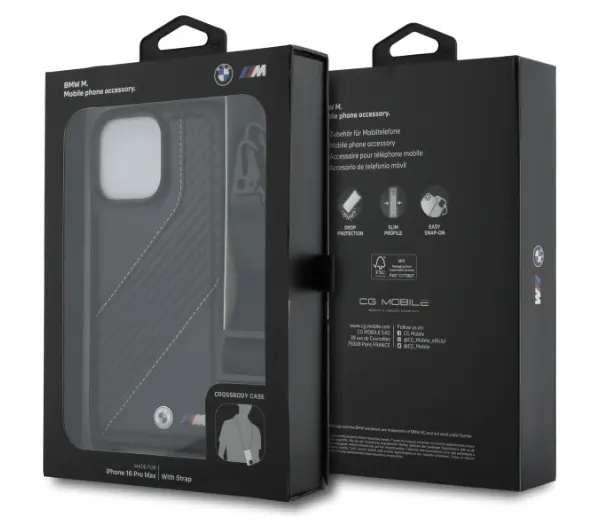 BMW M Edition Carbon Stripe & Strap do iPhone 16 Pro Max Czarny