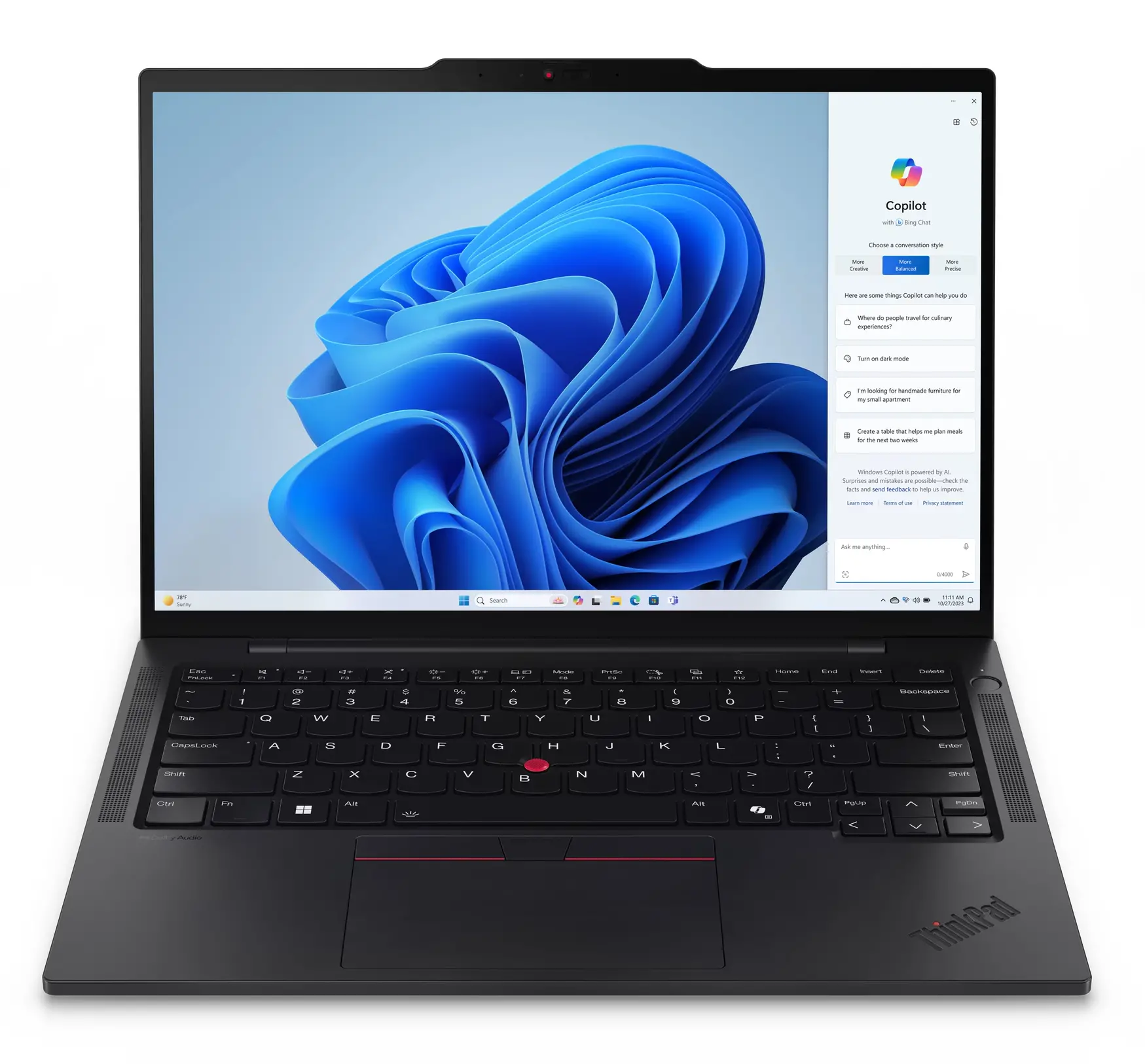 Laptop biznesowy Lenovo ThinkPad T14s Gen 5 14" Ultra 7 155U 32GB RAM 1TB Dysk SSD Win11 Pro Czarny Funkcje AI