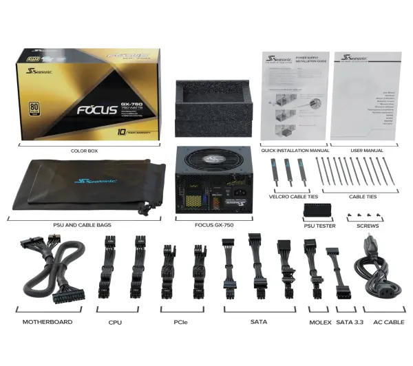 Seasonic Focus-GX-750-V4 750W 80+ Gold Czarny - Kup na Raty - RRSO 0%