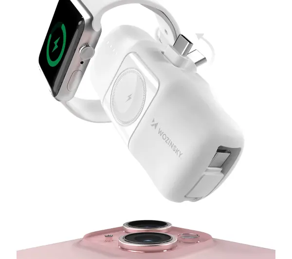 Wozinsky WF16-YCS 5000mAh 15W USB-C z wbudowanym kablem USB-C Biały