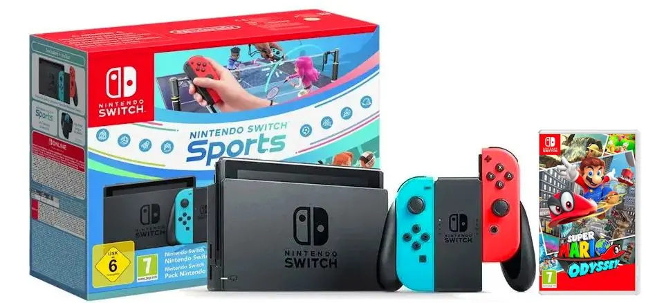 Konsola Nintendo Switch Joy-Con v2 Czerwono-niebieski Sports Set + Nintendo Online 365dni + Super Mario Odyssey