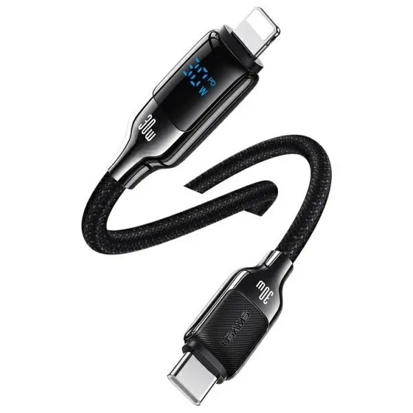 Kabel USAMS USB-C do Lightning 30W 1,2m Digital Display Zinc Alloy Fast Charging Data Cable HX Series