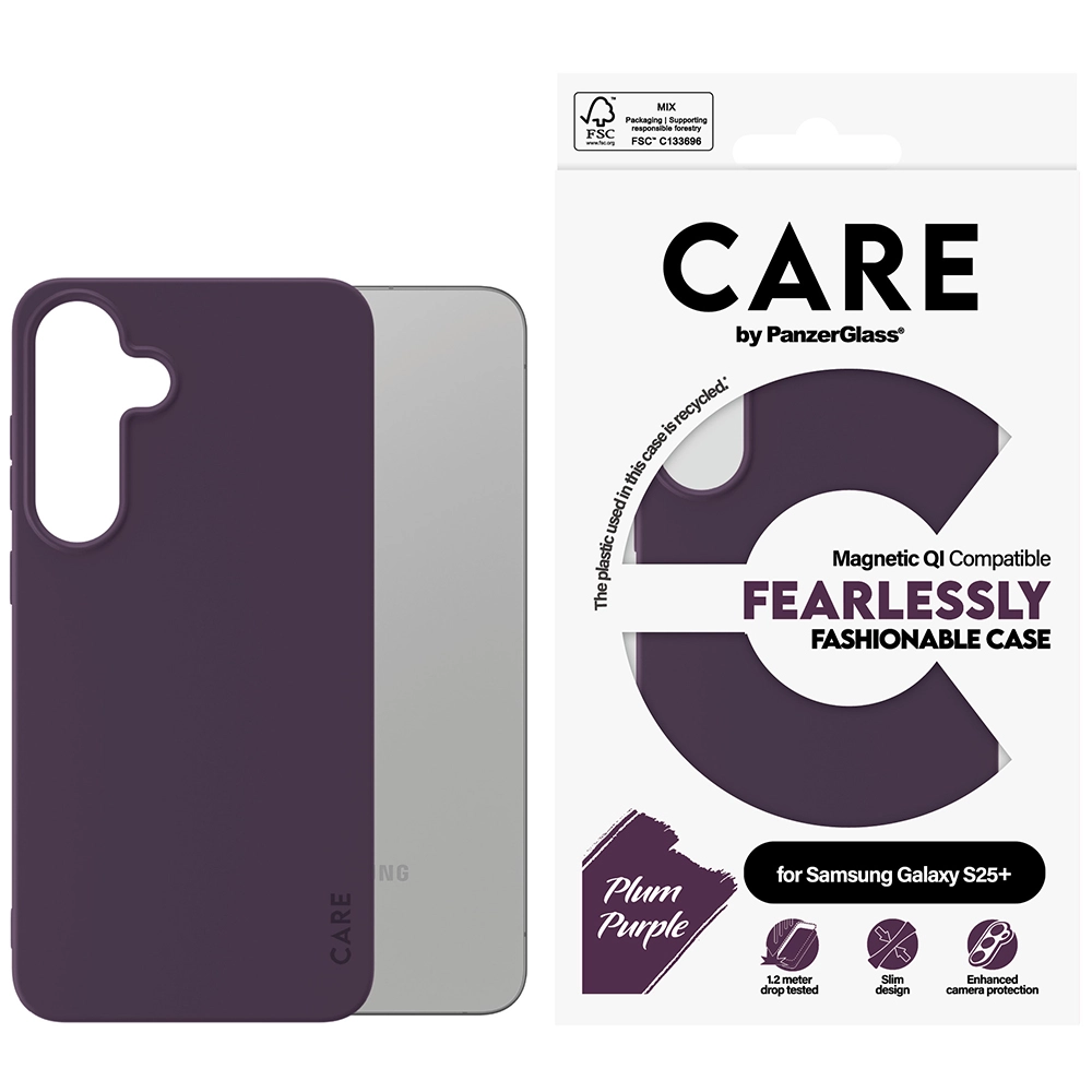Etui PanzerGlass Fearlessly Fashionable Magnetic Qi do Samsung Galaxy S25 Plus Fioletowy