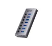 Hub USB Unitek H1314A01-EU 7w1 5Gbps z przełącznikami portów USB A 3.0 Szary