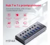 Hub USB Unitek H1314A01-EU 7w1 5Gbps z przełącznikami portów USB A 3.0 Szary