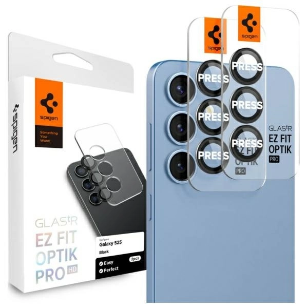 Szkło hartowane Spigen TR EZ FIT Camera Protector 2szt do Galaxy S25 Plus Czarny
