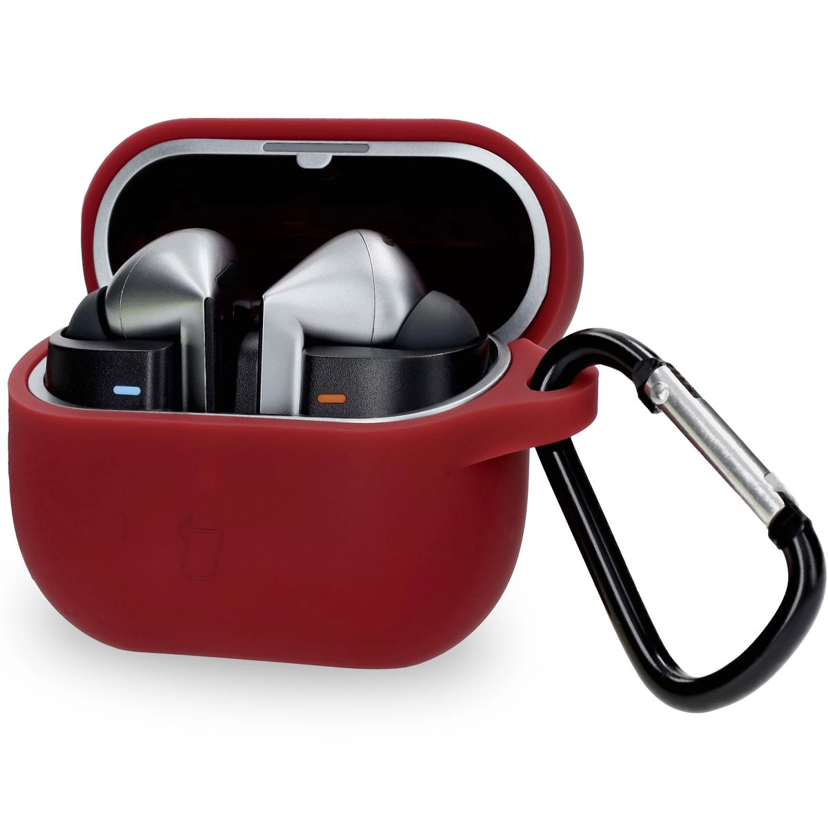 Etui na słuchawki Bizon Silikonowe z karabińczykiem do Samsung Galaxy Buds 3/3 Pro Burgundowy